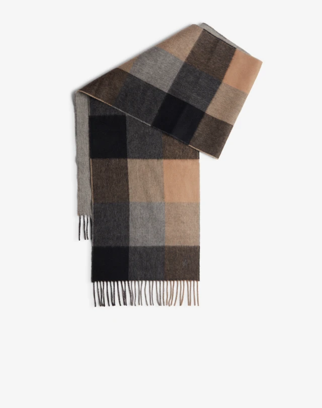 DUNHILL Melange Cashmere Double Face Check Scarf SCARVES Man f