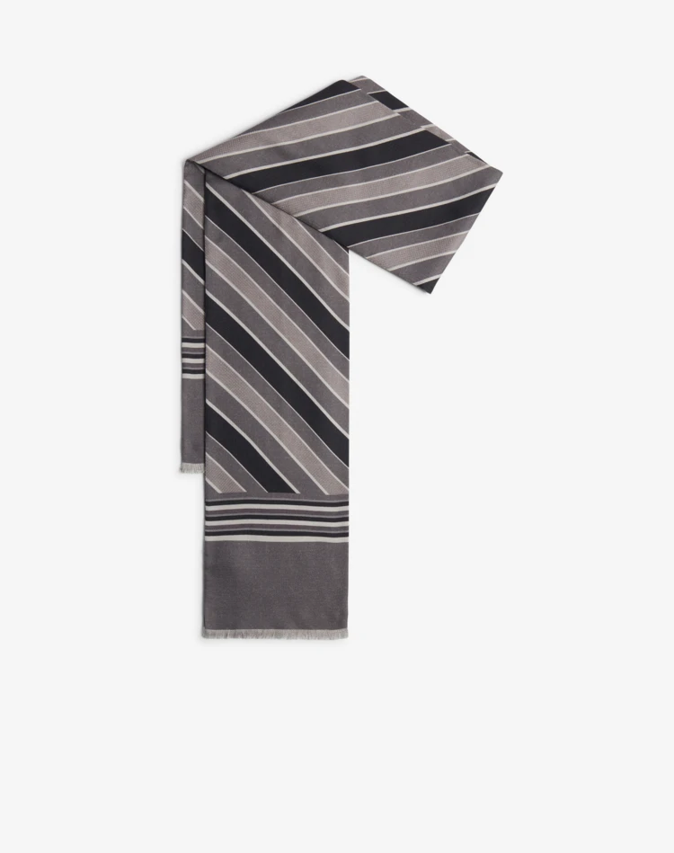 DUNHILL SCARVES Man Wool Silk Jacquard Printed Tubular Scarf f