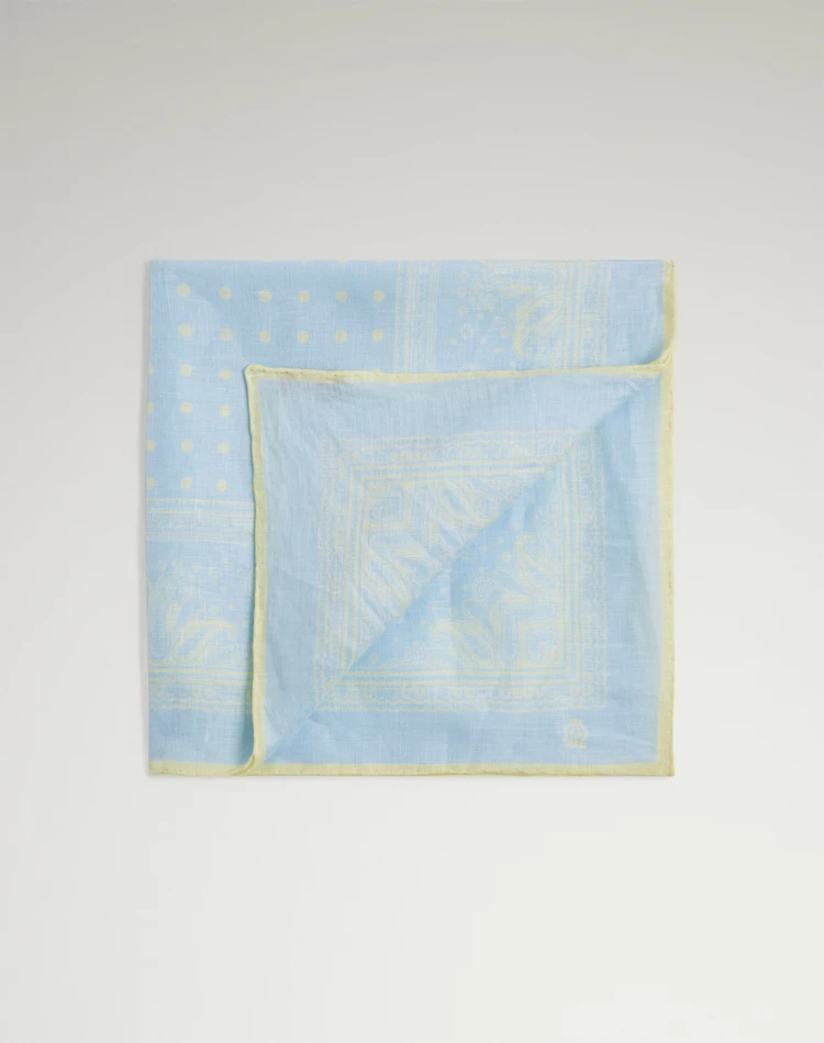 DUNHILL Neckerchiefs Man Linen Dot Paisley Screen Printed Neckerchief f