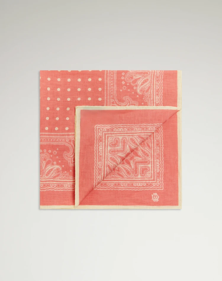 DUNHILL Neckerchiefs Man Dot Paisley Screen Printed Neckerchief f