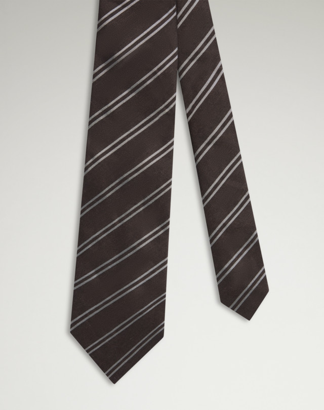 DUNHILL Linen Silk Double Stripe Woven Tie Tie Man f