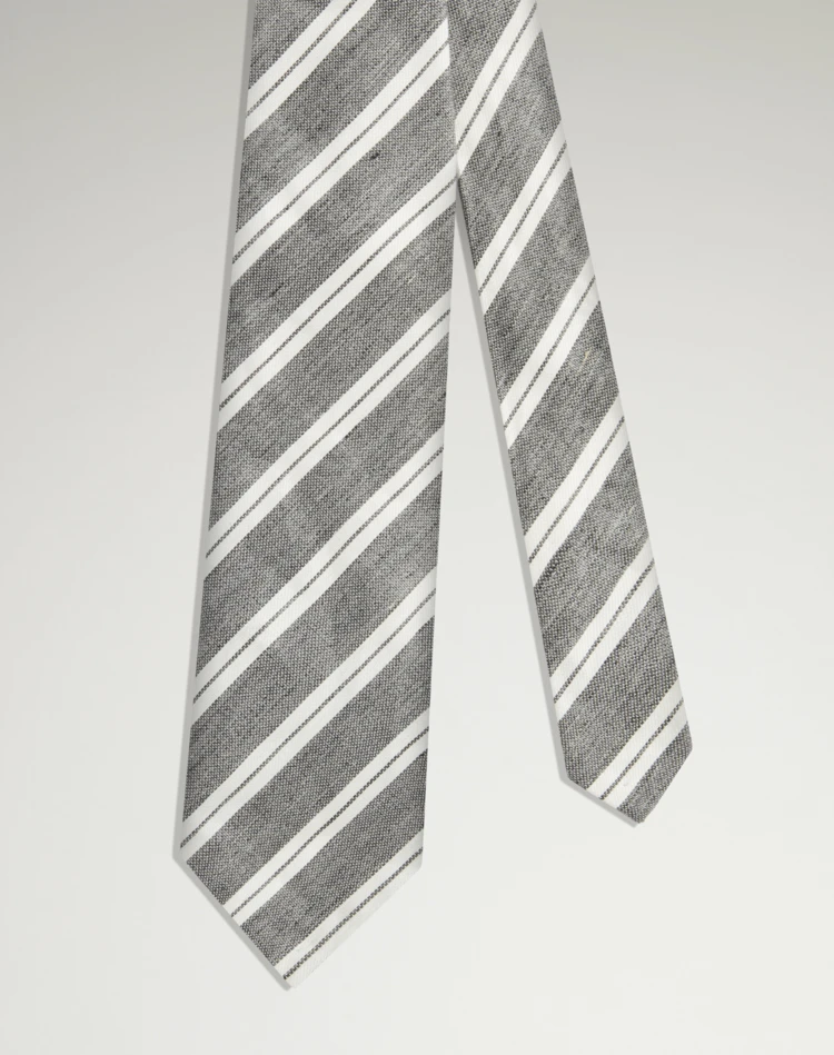 DUNHILL Tie Man Linen Blend Double Stripe Tie f
