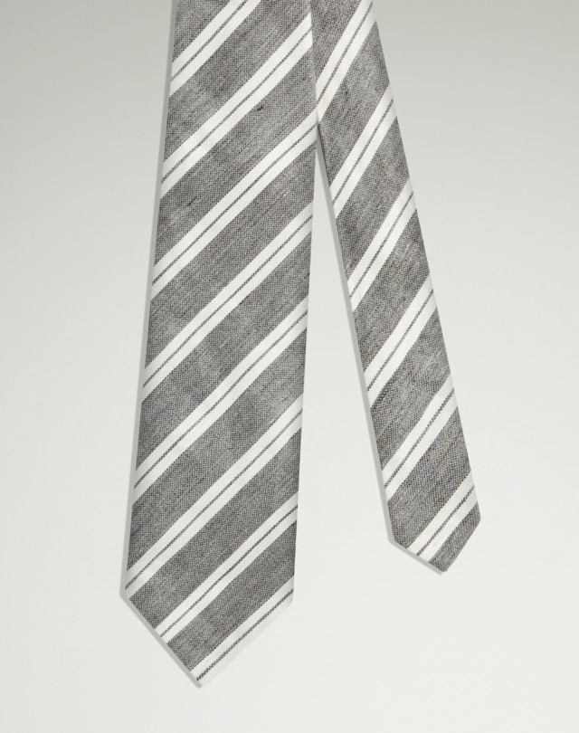 DUNHILL Linen Blend Double Stripe Tie Tie Man f