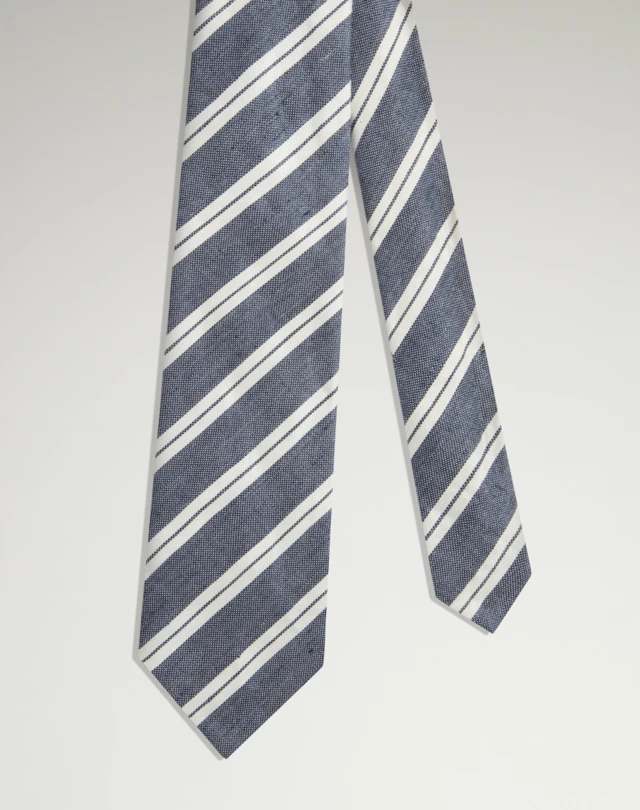 DUNHILL Linen Blend Double Stripe Tie Tie Man f