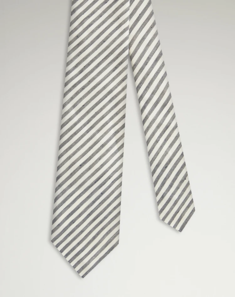 DUNHILL Tie Man Cotton Linen Stripe Woven Tie f