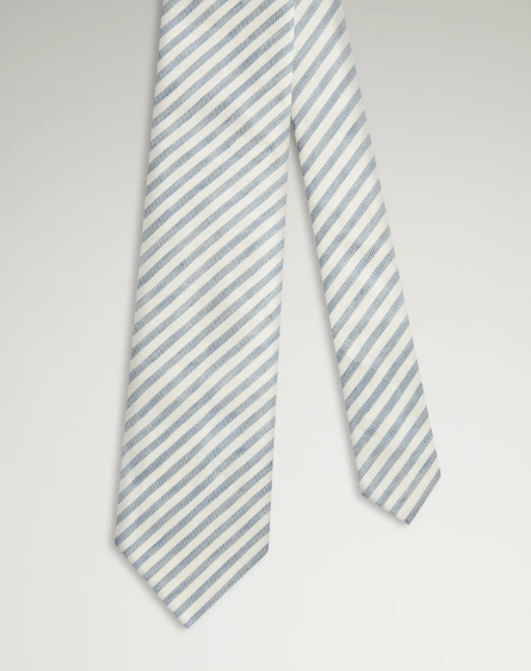 DUNHILL Tie Man Cotton Linen Stripe Woven Tie f