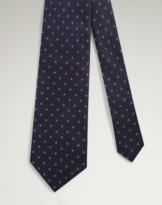 DUNHILL Silk Circular Medallion Printed Tie Tie Man f