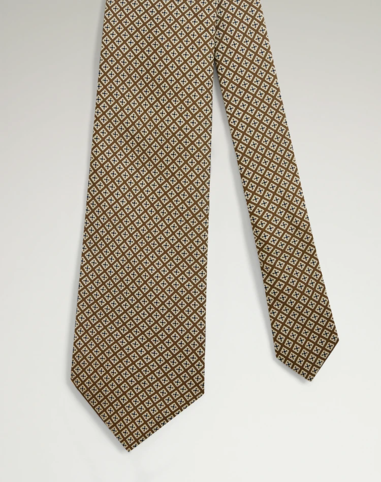 DUNHILL Tie Man Silk Micro Diamond Neats Screen Printed Tie f