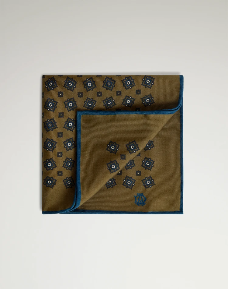 DUNHILL Pocket square Man Silk Scattered Medallion Screen Printed Pocket Square f