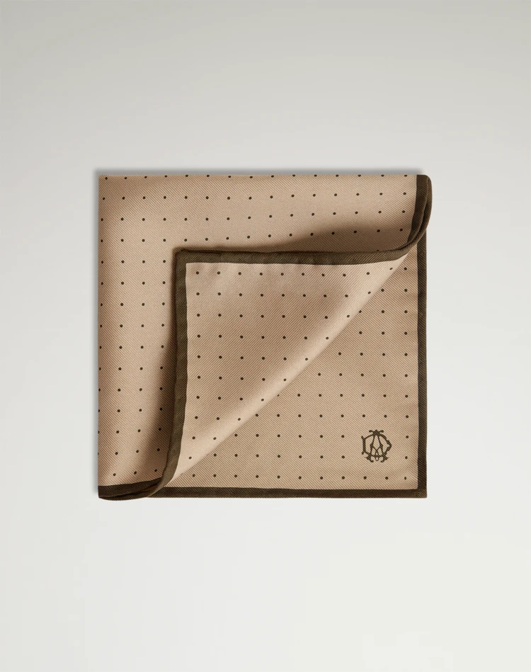 DUNHILL Pocket square Man Silk Polka Dot Screen Printed Pocket Square f
