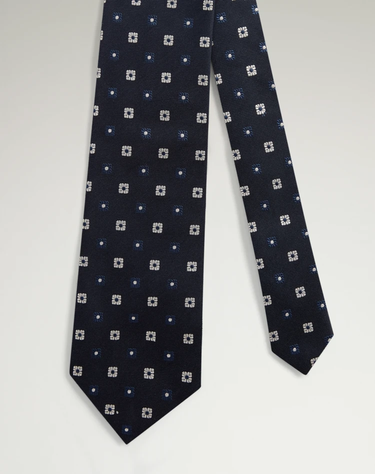 DUNHILL Tie Man Silk Cotton Floral Medallion Woven Tie f