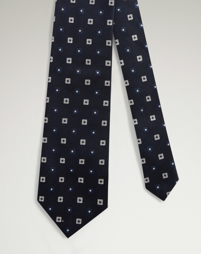 DUNHILL Silk Cotton Floral Medallion Woven Tie Tie Man f