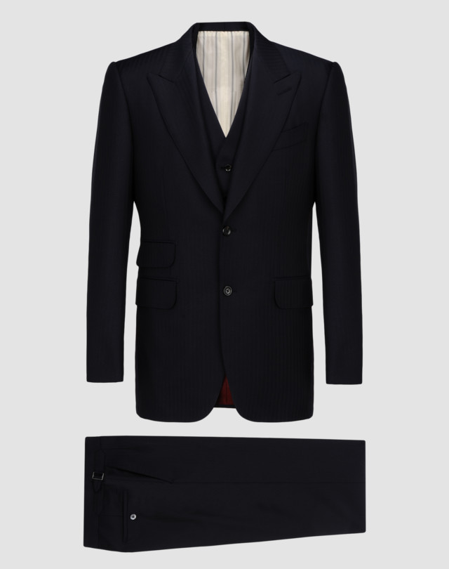 DUNHILL ベルグラヴィア 3ピース シングルブレスト スーツ フラット スーツ メンズ f