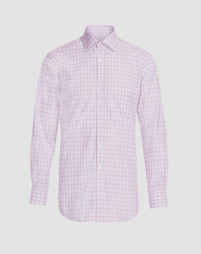 DUNHILL Camicia in percalle di cotone pettinato a quadri, taglio classico Camicia tempo libero Uomo f