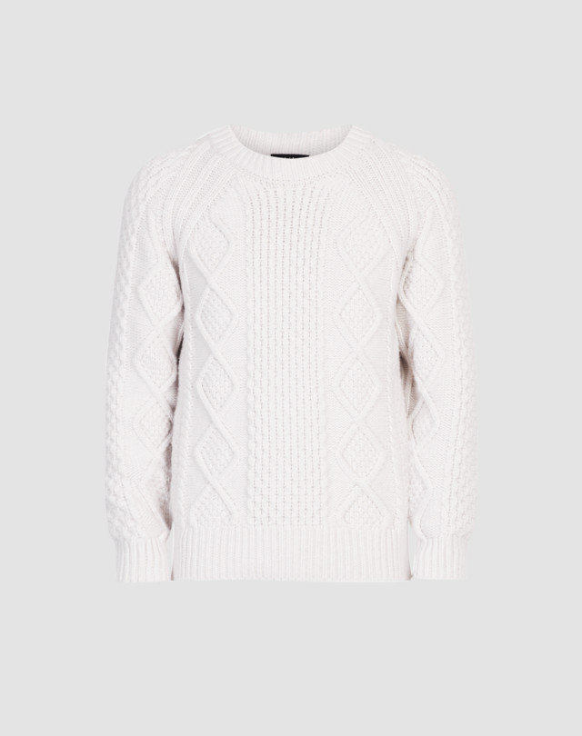 Men's Aran Cashmere Cable Knit Crew Neck