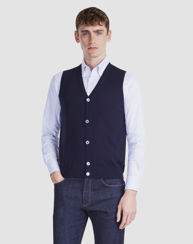 Men's Midweight Merino Sleeveless Cardigan | dunhill US Online Store