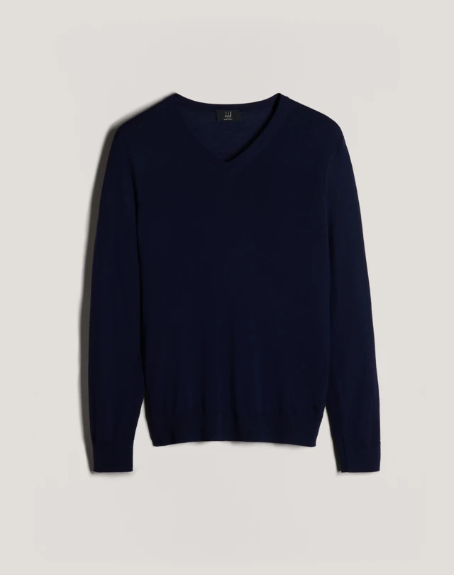 DUNHILL Midweight Merino V-neck JUMPERS Man f