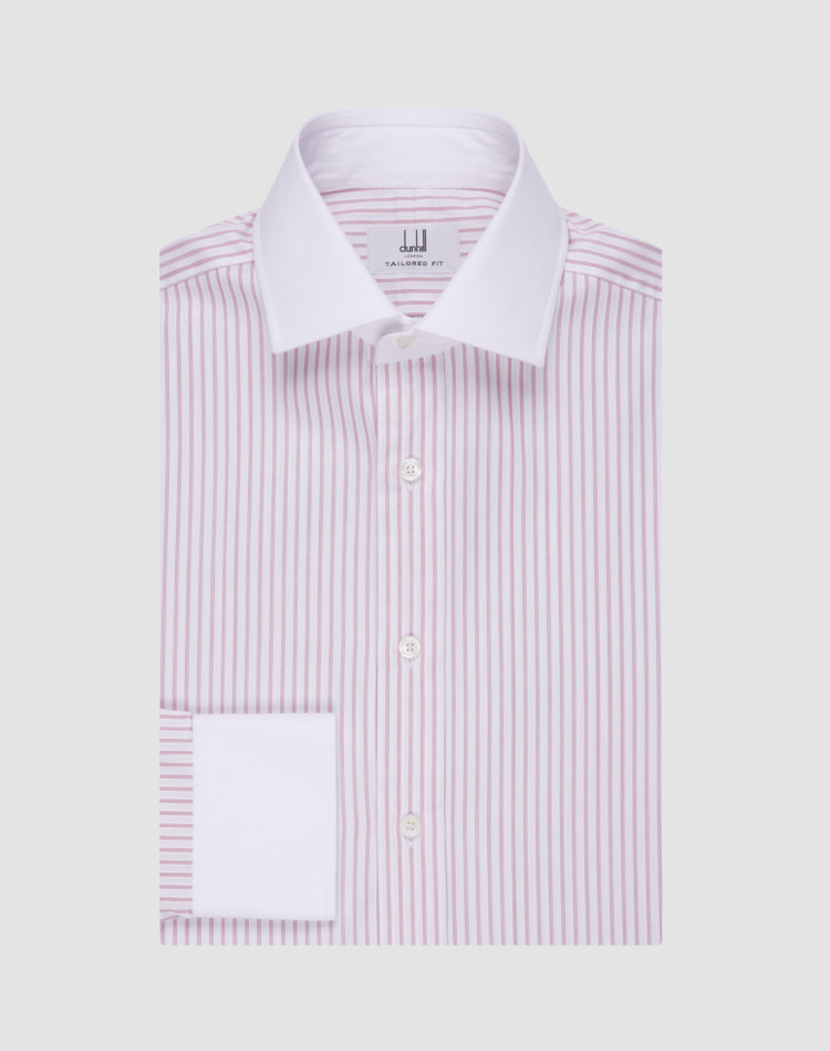 camicia a righe con colletto bianco