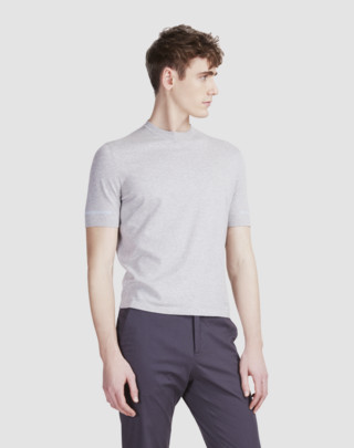 Knitted Cotton Stripe Detail T-shirt