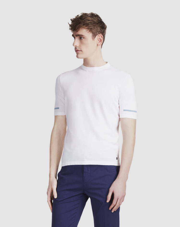 メンズ ニットコットン ストライプディテール Tシャツ Dunhill Jp オンラインストア