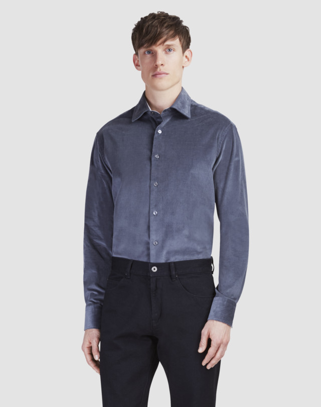 DUNHILL Stretch Needle-cord Shirt Leisure Shirt Man f