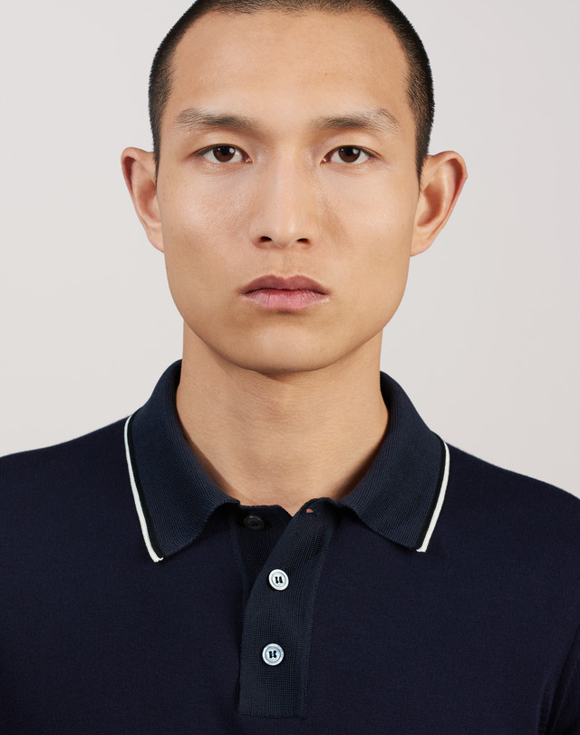 Men's Navy Contrast Trim Polo | dunhill AE Online Store