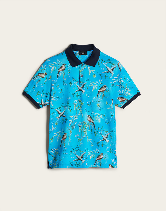 DUNHILL Aquarium Blue Bird Polo POLOS Man f