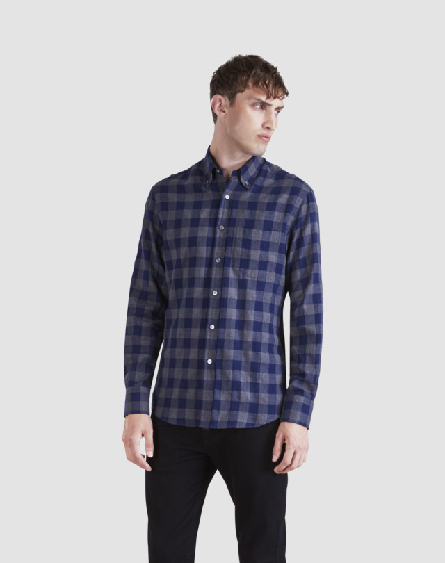 DUNHILL Large-Check Shirt Leisure Shirt Man f