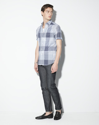 Short-Sleeved Oversized Check Shirt