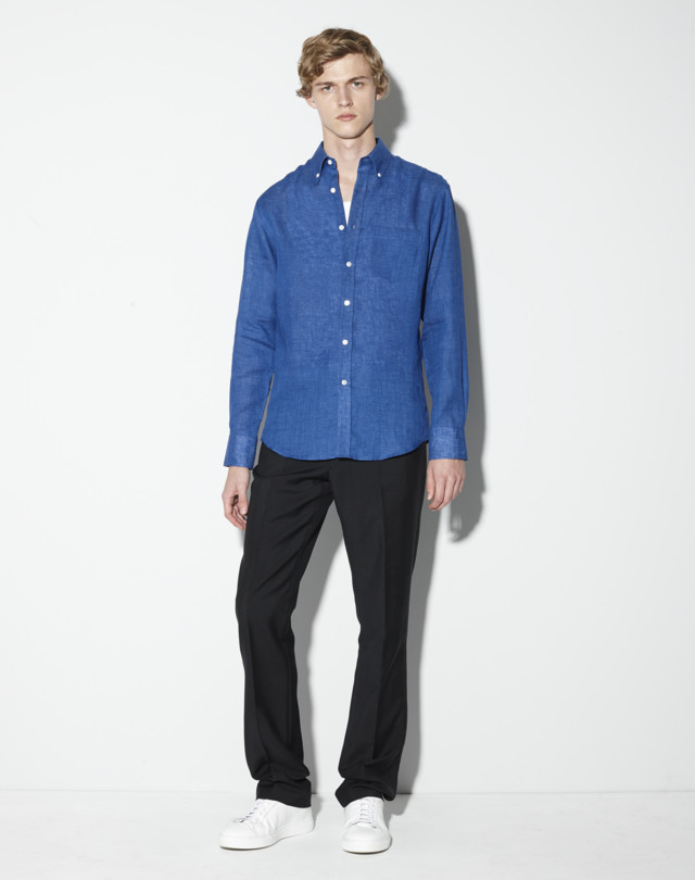 DUNHILL Linen Buttondown Shirt Leisure Shirt Man f
