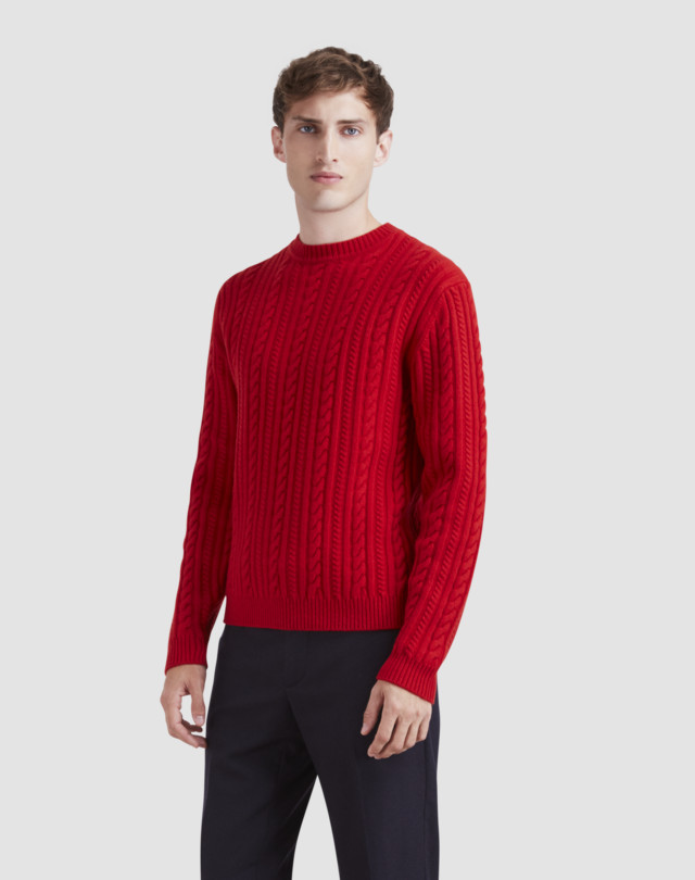 DUNHILL Merino Cashmere Cable Crew Neck Knitwear Man f