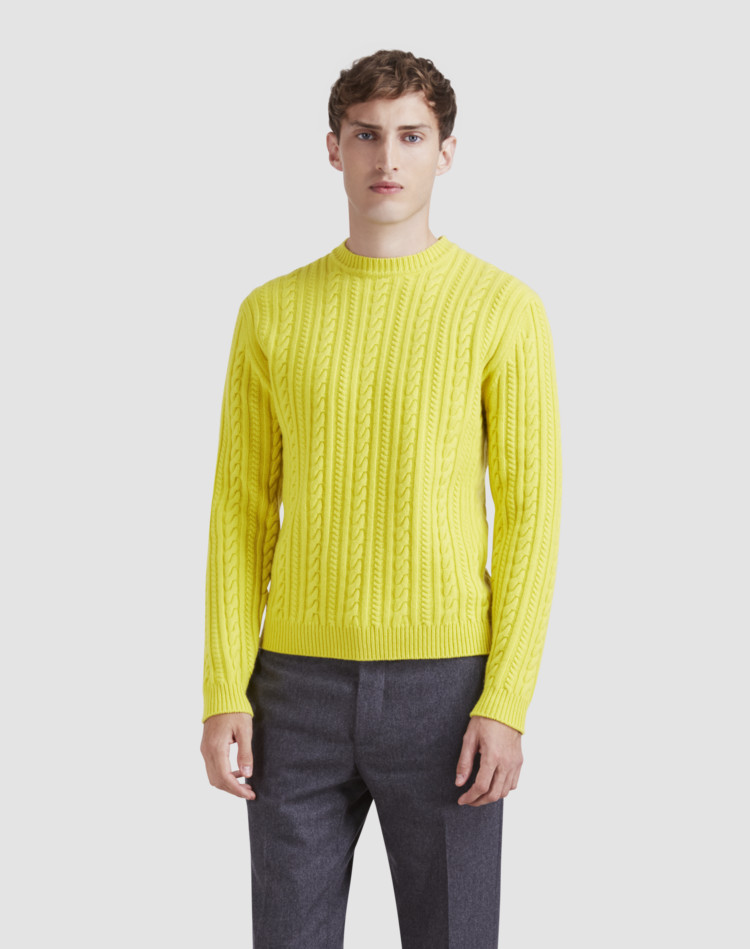 mens yellow knitted jumper