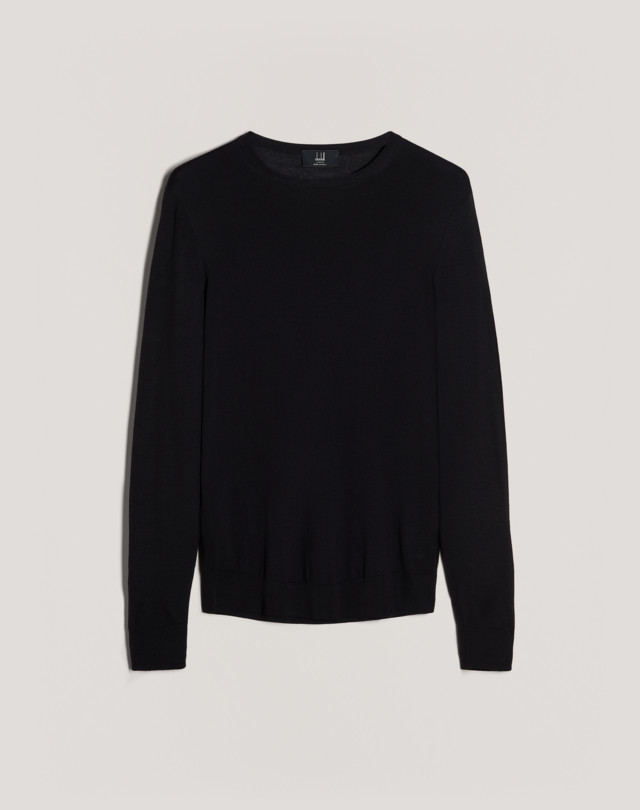 Men's Black Merino Crew Neck Jumper | dunhill UK Online Store