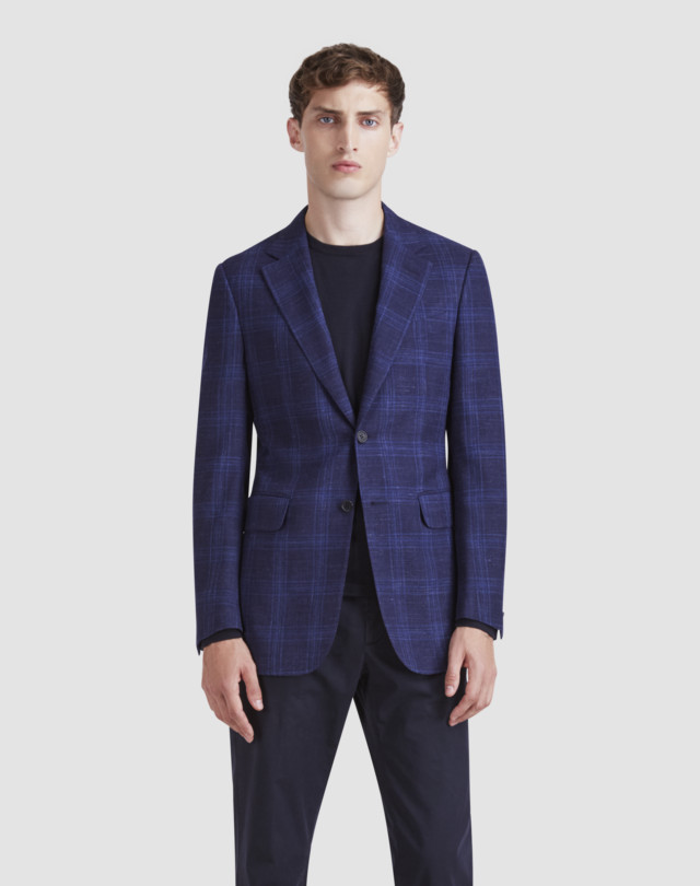 DUNHILL Kensington Fit Tonal Check Wool Jacket BLAZER Man f