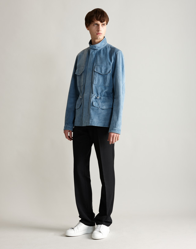 DUNHILL Goatskin Leather Field Jacket Outerwear Man f