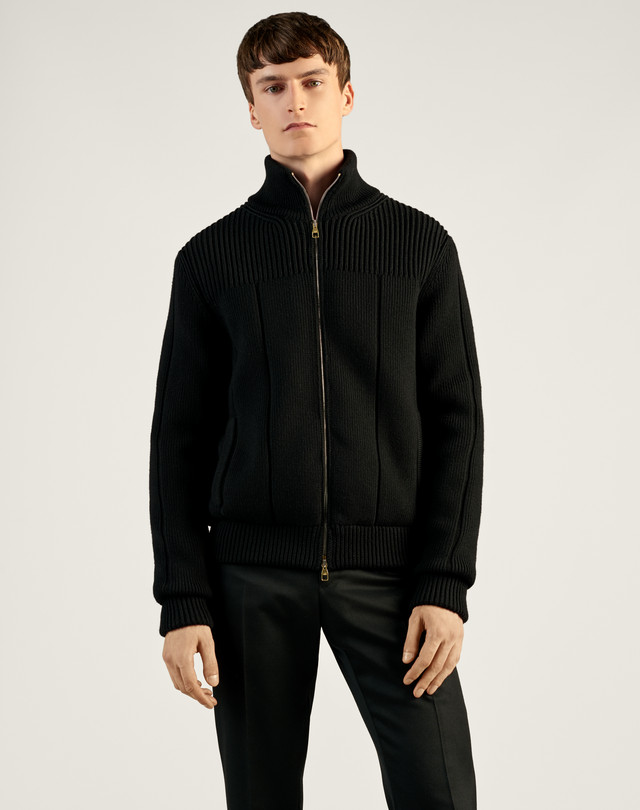 DUNHILL Merino Rib Jacket with Quilt Lining JACKETS Man f