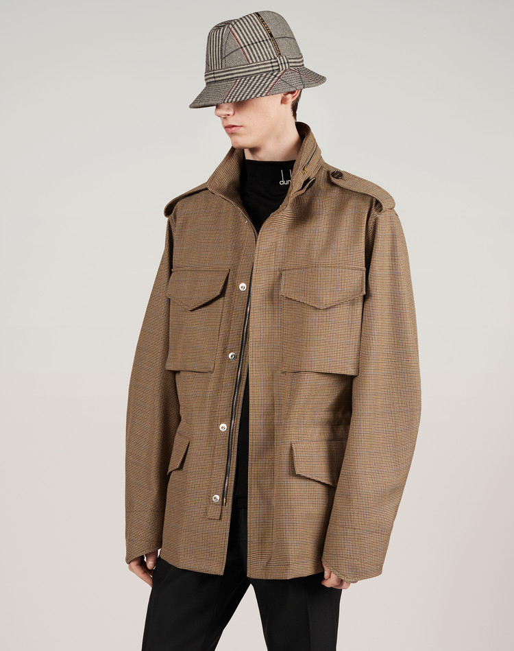 メンズ ブラウン ハウンストゥース フィールド ジャケット Dunhill