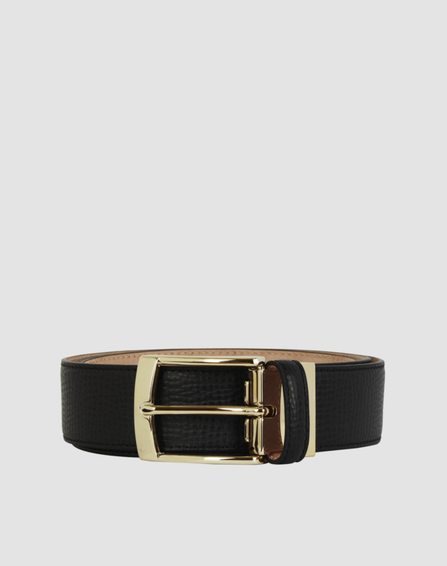 DUNHILL Curved Buckle Spoiler Grained Leather Belt BELTS Man f