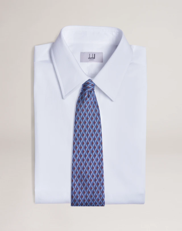 DUNHILL Engine Turn Woven Mulberry Silk Tie Ties & Pochettes Man f