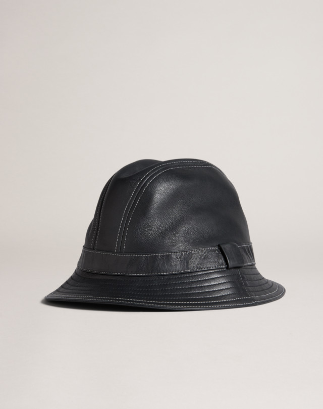 leather trilby hat