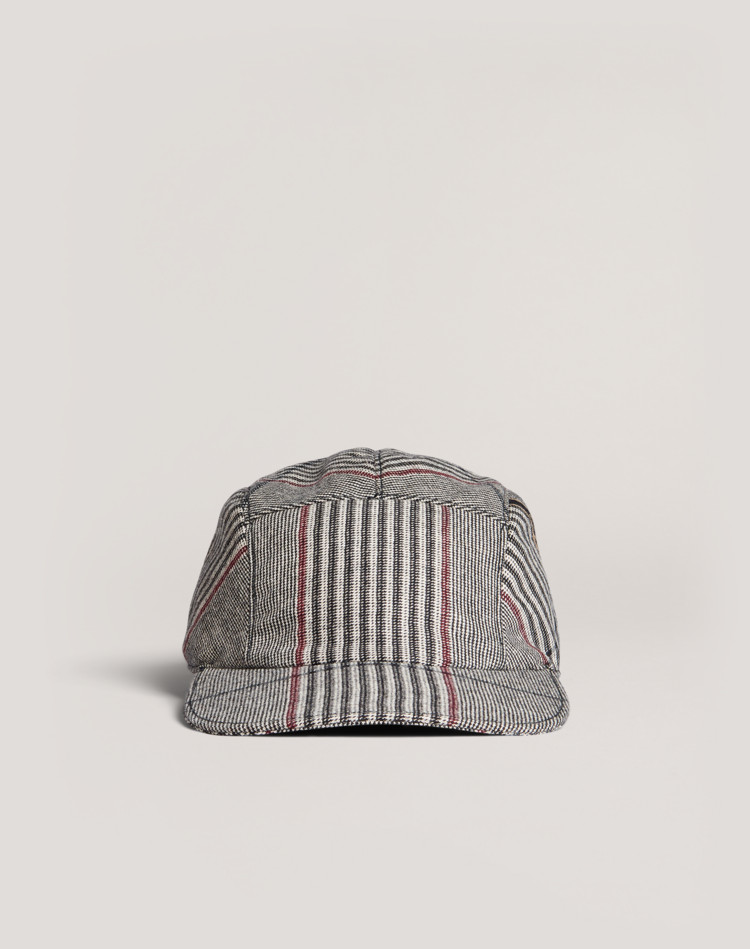 Men's BURGUNDY BLACK Selvedge Check Cap 