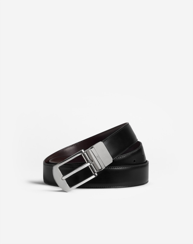 DUNHILL 스포일러 버클, 30mm 리버시블 부드러운 가죽 벨트 벨트 남성 f