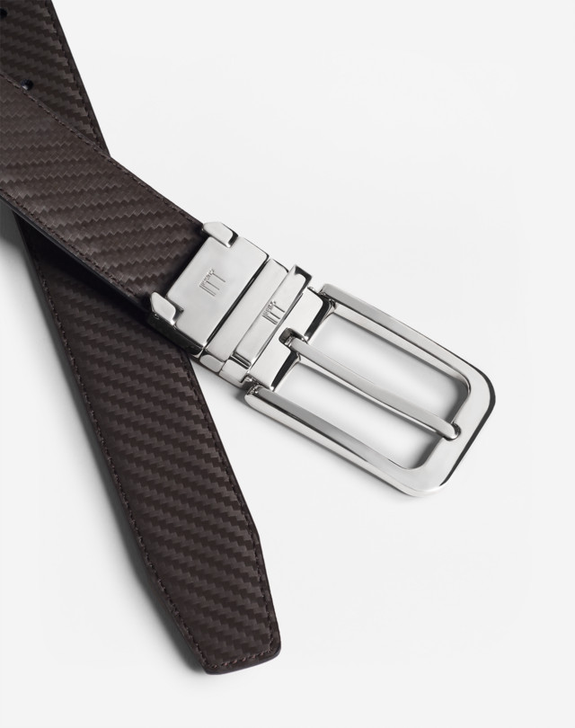 DUNHILL REVERSIBLE 30MM CLASSIC ROUNDED BUCKLE CHASSIS LEATHER BELT BELTS Man e