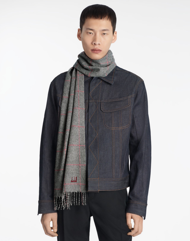 DUNHILL CHECK CASHMERE SCARF SCARVES Man d