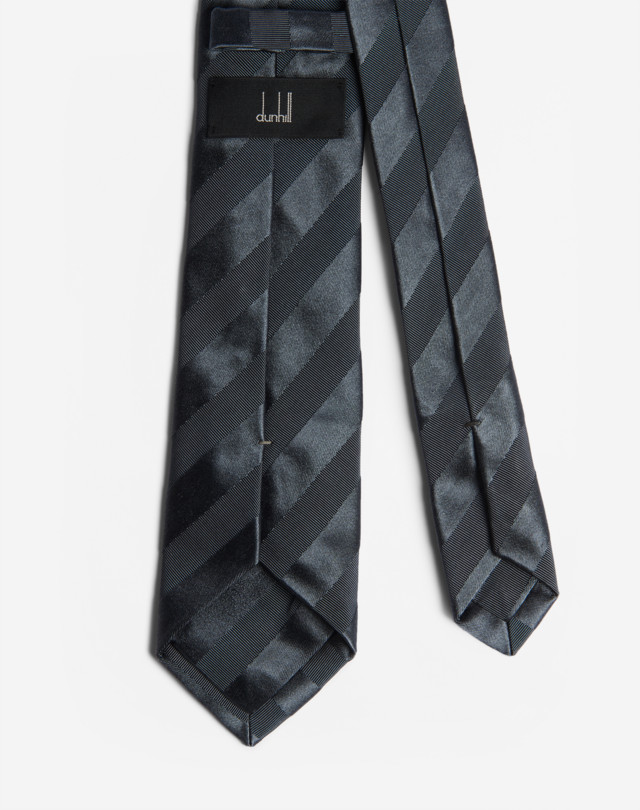 DUNHILL MOGADOR 새틴 스트라이프 타이 7CM 우븐 타이 남성 r