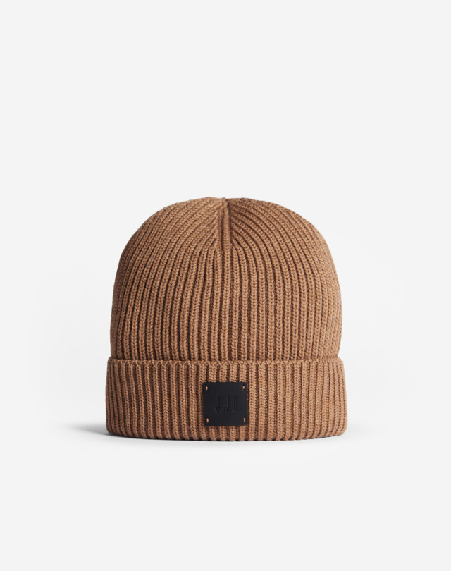 美品】dunhill ダンヒル ニット帽子 ニットビーニー カシミヤ ロゴ 黒 メンズ
