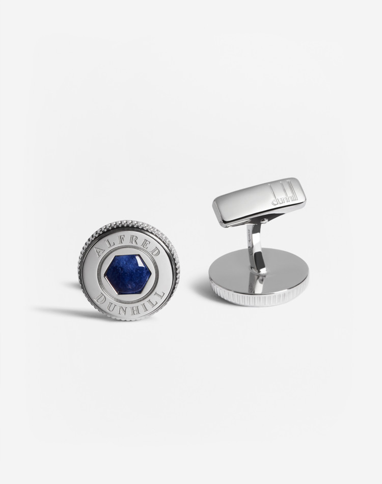 DUNHILL CUFFLINKS Man Cufflinks Hex Auto Sil Sodalit f