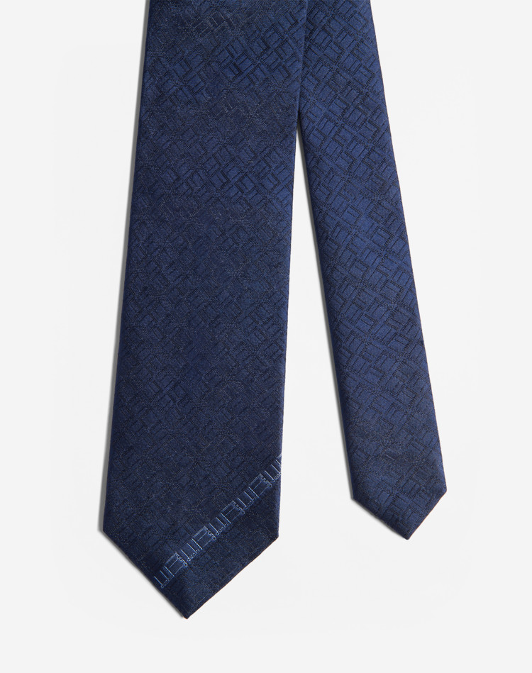 MENSOME Blue Geometric Tie, Pocket Square, and Cufflink Formal Gift Set - Set of 3