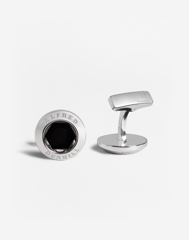 DUNHILL Onyx Hex Coin Cufflinks CUFFLINKS Man f