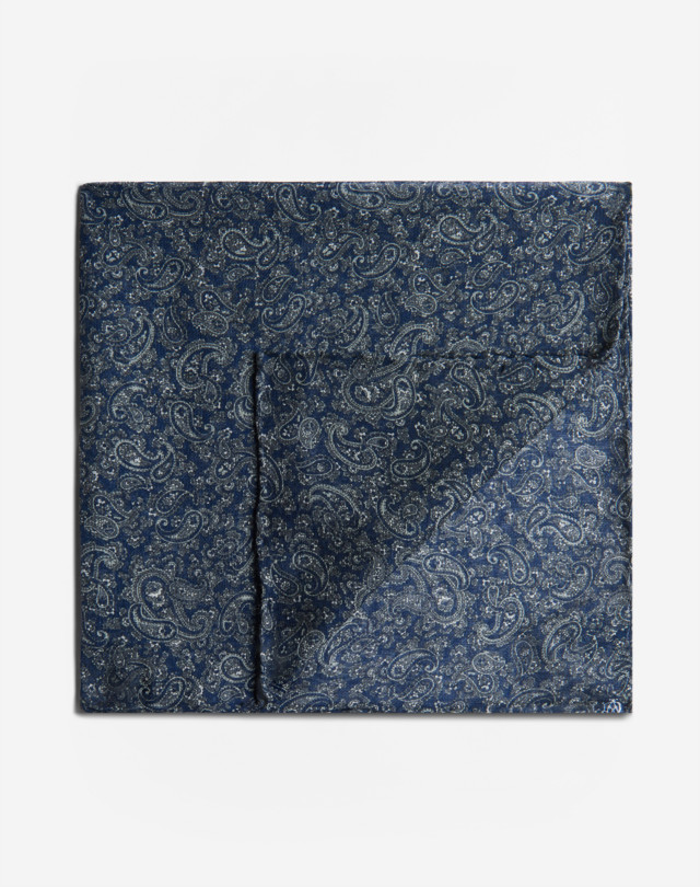 DUNHILL Wool Silk Paisley Printed Neckerchief Neckerchiefs Man f